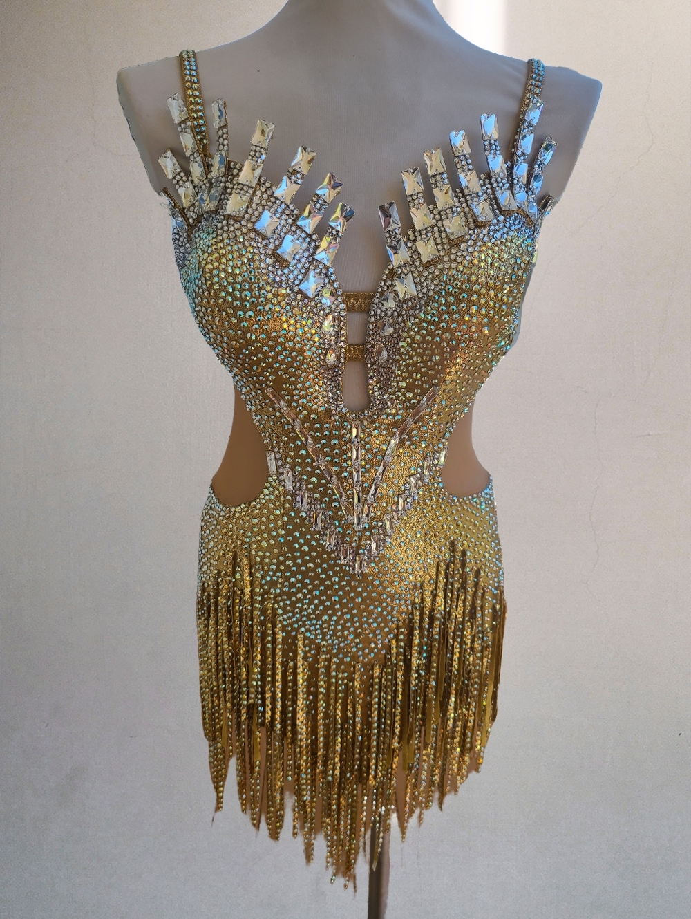 Everything Ballroom Golden Goddess Fringe Rhythm/Latin Ballroom Dress
